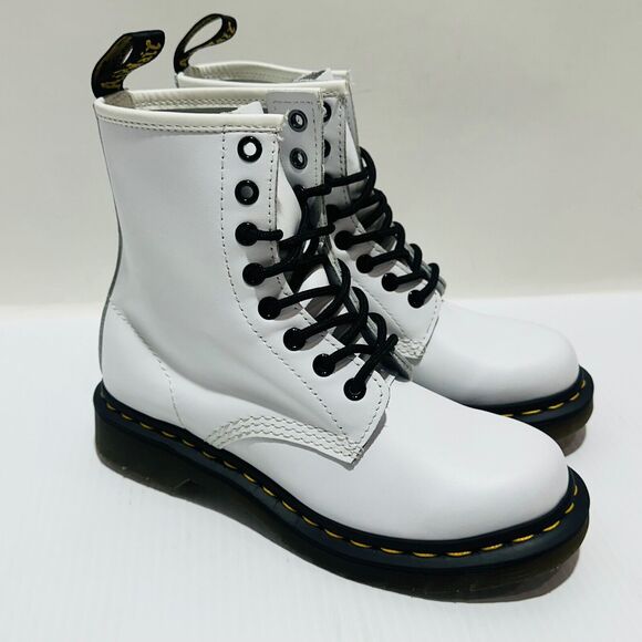 Dr. Martens 1460 Softy T Women 6 Combat Boots White Leather Block Heel NIB $170 - Picture 8 of 15